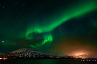 Northern Lights Aurora Borealis Norway Tromso Tromsoø Paul Reiffer Photographs Professional Photographer Mountain Night Sky Lyngen Furuflaten Pollfjellet