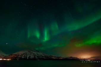 Northern Lights Aurora Borealis Norway Tromso Tromsoø Paul Reiffer Photographs Professional Photographer Mountain Night Sky Lyngen Furuflaten Pollfjellet