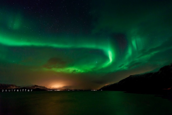 Northern Lights Aurora Borealis Norway Tromso Tromsoø Paul Reiffer Photographs Professional Photographer Mountain Night Sky Lyngen Furuflaten Pollfjellet