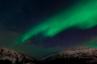 Northern Lights Aurora Borealis Norway Tromso Tromsoø Paul Reiffer Photographs Professional Photographer Mountain Night Sky Lyngen Furuflaten Pollfjellet