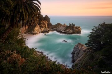 Header Image Hideaway McWay Falls Big Sur Coast PCH Route 1 Pacific Highway California Julia Pfeiffer Burns Sunset Ocean Print Calm Relaxing Paul Reiffer Landscape P0053816